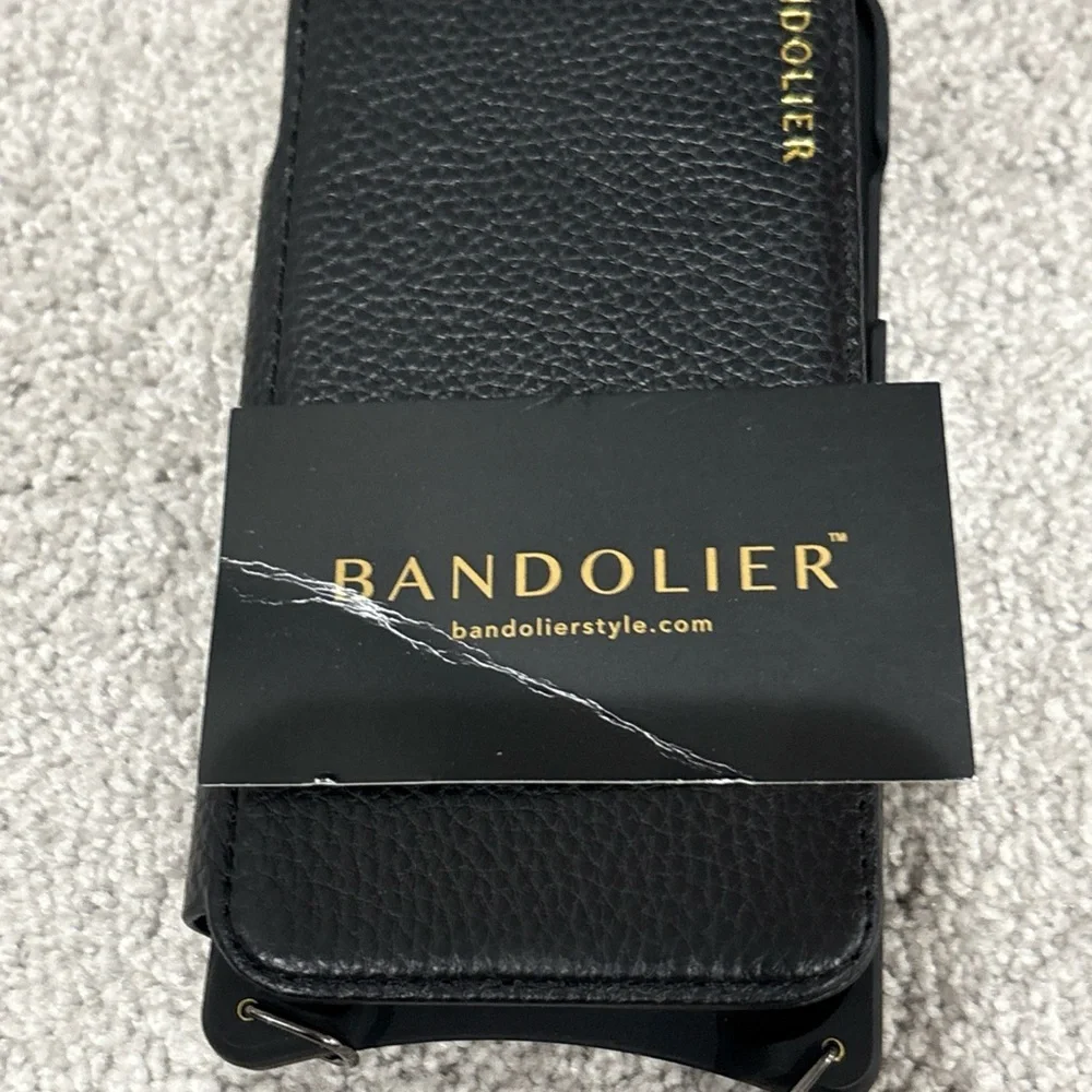 Bandolier Hailey Folio CROSSBODY PHONE CASE IN BLACK/PEWTER, fits iPhone X/XS.